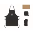 Set pentru bucatarie, Everestus, 2610E18081, Unisex, 20x4.5x34 cm, Bumbac, Negru