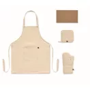 Set pentru bucatarie, Everestus, 2610E18080, Unisex, 20x4.5x34 cm, Bumbac, Bej