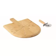  Set tocator si cutit de pizza, Everestus, 2610E19142, Cu maner, 40x30x1.5 cm, Bambus, Natur