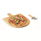 Set tocator si cutit de pizza, Everestus, 2610E19142, Cu maner, 40x30x1.5 cm, Bambus, Natur