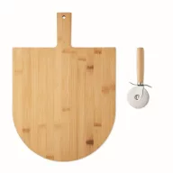  Set tocator si cutit de pizza, Everestus, 2610E19142, Cu maner, 40x30x1.5 cm, Bambus, Natur