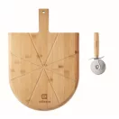 Set tocator si cutit de pizza, Everestus, 2610E19142, Cu maner, 40x30x1.5 cm, Bambus, Natur