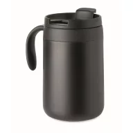   Cana de voiaj, Everestus, 2610E18465, 450 ml, 12x14 cm, Otel inoxidabil, Negru