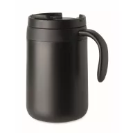   Cana de voiaj, Everestus, 2610E18465, 450 ml, 12x14 cm, Otel inoxidabil, Negru