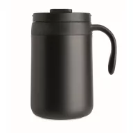   Cana de voiaj, Everestus, 2610E18465, 450 ml, 12x14 cm, Otel inoxidabil, Negru