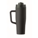 Sticla termos cu perete dublu, Everestus, 2610E19363, 900 ml, Cu maner, Cu pai, 13x26 cm, Otel inoxidabil, Negru