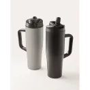 Sticla termos cu perete dublu, Everestus, 2610E19363, 900 ml, Cu maner, Cu pai, 13x26 cm, Otel inoxidabil, Negru