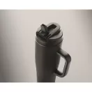 Sticla termos cu perete dublu, Everestus, 2610E19363, 900 ml, Cu maner, Cu pai, 13x26 cm, Otel inoxidabil, Negru