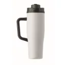 Sticla termos cu perete dublu, Everestus, 2610E19360, 900 ml, Cu maner, Cu pai, 13x26 cm, Otel inoxidabil, Alb