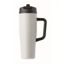 Sticla termos cu perete dublu, Everestus, 2610E19360, 900 ml, Cu maner, Cu pai, 13x26 cm, Otel inoxidabil, Alb
