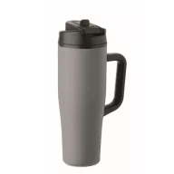   Sticla termos cu perete dublu, Everestus, 2610E19362, 900 ml, Cu maner, Cu pai, 13x26 cm, Otel inoxidabil, Gri