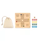 Joc Ludo cu tabla din lemn si saculet pentru piese, Everestus, 20IAN201, Lemn, Natur