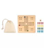   Joc Ludo cu tabla din lemn si saculet pentru piese, Everestus, 20IAN201, Lemn, Natur