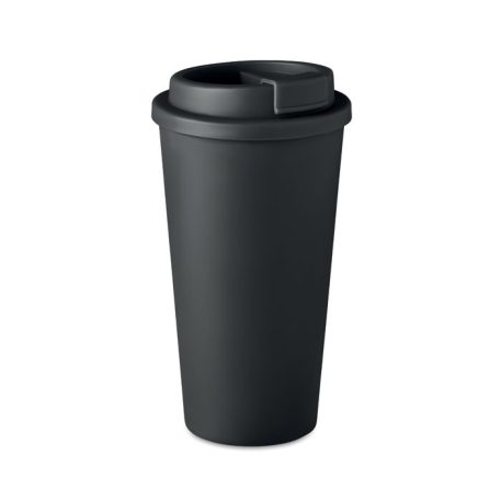 Cana de voiaj, Everestus, 21AUG156, 475 ml, Plastic, Ø9x17 cm, Negru