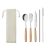 Set tacamuri, 5 piese, Everestus, 22FEB0107, 22.5x7 cm, Otel, Lemn, Bej
