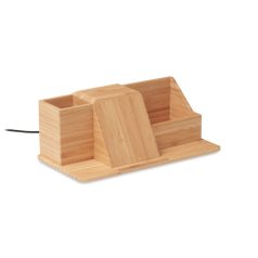   Incarcator wireless 10W, Everestus, 22FEB1644, 24.5x12.9x9.4 cm, Bambus, Natur