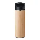Termos, Everestus, 22FEB1235, 450 ml, 8x24 cm, Otel, Bambus, Natur