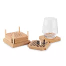 Set jocuri si suport pahare, Everestus, 22FEB0808, 10.6x10.6x7 cm, Pluta, MDF, Natur