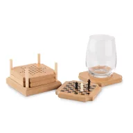   Set jocuri si suport pahare, Everestus, 22FEB0808, 10.6x10.6x7 cm, Pluta, MDF, Natur