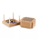 Set jocuri si suport pahare, Everestus, 22FEB0808, 10.6x10.6x7 cm, Pluta, MDF, Natur