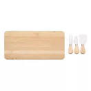 Set platou de bucatarie cu 3 ustensile, Everestus, 22FEB0076, 37.5x17.5x1.5 cm, Bambus, Natur