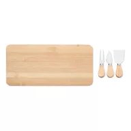   Set platou de bucatarie cu 3 ustensile, Everestus, 22FEB0076, 37.5x17.5x1.5 cm, Bambus, Natur