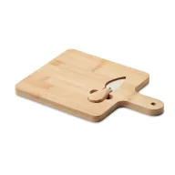   Set platou de bucatarie si cutit, Everestus, 22FEB0077, 27.5x19.5x1 cm, Bambus, Natur