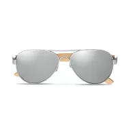  Ochelari de soare, Everestus, 22FEB0241, 13x14x5 cm, Bambus, Argintiu
