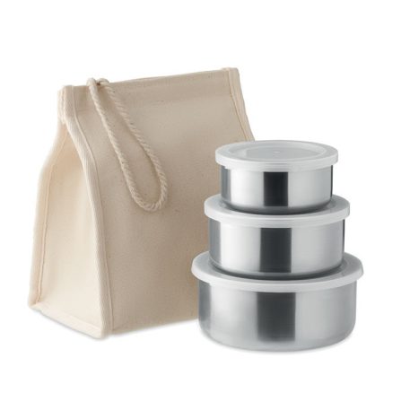 Set 3 caserole pranz, Everestus, 22FEB0057, 750 ml, 17.5x13x22 cm, Otel, Bej