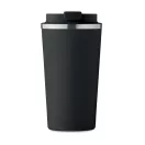 Cana de voiaj cu perete dublu, Everestus, 18SEP3151, 510 ml,  Ø8.5x17 cm, Otel, Negru
