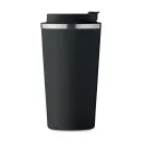 Cana de voiaj cu perete dublu, Everestus, 18SEP3151, 510 ml,  Ø8.5x17 cm, Otel, Negru