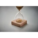 Clepsidra cu nisip 5 minute, Everestus, 18SEP3543, 7.5x7.5x18 cm, Sticla, Lemn, Bej