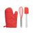 Set ustensile de bucatarie, Everestus, 18SEP2548, 3 piese, 25x15 cm, Bumbac, Silicon, Rosu