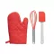 Set ustensile de bucatarie, Everestus, 18SEP2548, 3 piese, 25x15 cm, Bumbac, Silicon, Rosu