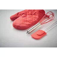   Set ustensile de bucatarie, Everestus, 18SEP2548, 3 piese, 25x15 cm, Bumbac, Silicon, Rosu