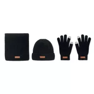   Set caciula, fular si manusi, Everestus, 18SEP2445, 3 piese, 24x21x6 cm, marime universala, unisex, Poliester, Negru