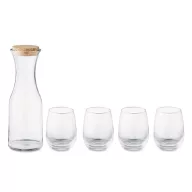   Set carafa cu 4 pahare, Everestus, 18SEP2551, 5 piese, 1000 ml,  Ø9x28 cm, Sticla, Transparent