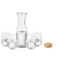   Set carafa cu 4 pahare, Everestus, 18SEP2551, 5 piese, 1000 ml,  Ø9x28 cm, Sticla, Transparent