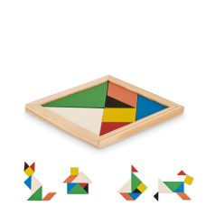   Puzzle Tangram, Everestus, 42FEB231202, 10x10x0.6 cm, Lemn, Natur