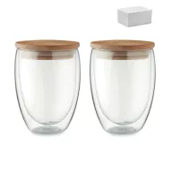   Set 2 cani, Everestus, 42FEB230088, 350 ml, Ø8.5x13 cm, Sticla, Transparent