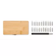   Set 24 scule, Everestus, 42FEB232613, 14.8x8x2.4 cm, Bambus, Natur