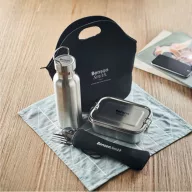   Set caserola, termos si tacamuri, Everestus, 42FEB230158, 600 ml, 6, 27x13x27 cm, Otel, Negru