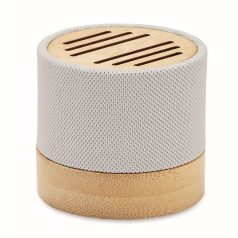  Boxa portabila, 300 mAh, 3 W, Wireless, 2410E24503, Everestus, ø6.1 x 5.3 cm, Bambus, Alb