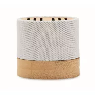   Boxa portabila, 300 mAh, 3 W, Wireless, 2410E24503, Everestus, ø6.1 x 5.3 cm, Bambus, Alb