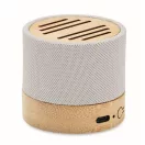 Boxa portabila, 300 mAh, 3 W, Wireless, 2410E24503, Everestus, ø6.1 x 5.3 cm, Bambus, Alb