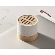   Boxa portabila, 300 mAh, 3 W, Wireless, 2410E24503, Everestus, ø6.1 x 5.3 cm, Bambus, Alb
