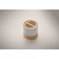   Boxa portabila, 300 mAh, 3 W, Wireless, 2410E24503, Everestus, ø6.1 x 5.3 cm, Bambus, Alb