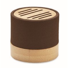   Boxa portabila, 300 mAh, 3 W, Wireless, 2410E24505, Everestus, ø6.1 x 5.3 cm, Bambus, Maro ciocolata
