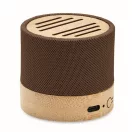Boxa portabila, 300 mAh, 3 W, Wireless, 2410E24505, Everestus, ø6.1 x 5.3 cm, Bambus, Maro ciocolata