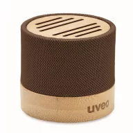   Boxa portabila, 300 mAh, 3 W, Wireless, 2410E24505, Everestus, ø6.1 x 5.3 cm, Bambus, Maro ciocolata